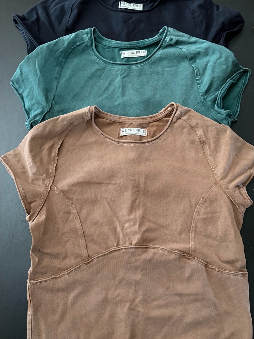 We The Free Short Sleeve Crewneck Tees in Brown, Teal, Black